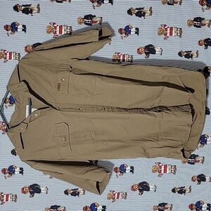 Carhartt Cotton Work S110PDT Brown Shirt Button Up Utility Workwear Small